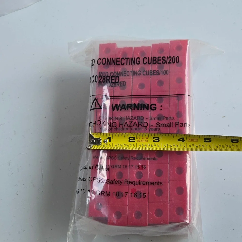 200 Red Connecting Cubes Math Manipulatives Building Blocks, homeshool
